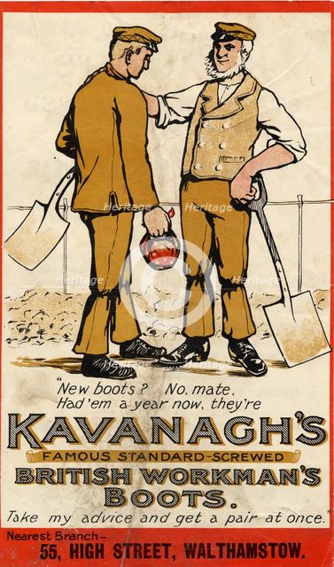 Kavanagh's Boots, 1910s. Artist: Unknown
