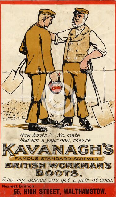 Kavanagh's Boots, 1910s. Artist: Unknown