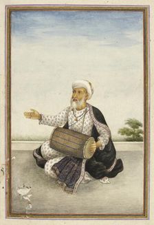 Kavval a sub-caste of the large Muslim caste of Mirasis ..A man beating a drum, 1825. Creator: Anon