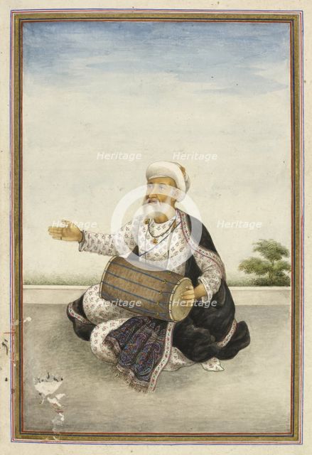 Kavval’, a sub-caste of the large Muslim caste of ‘Mirasis’...A man beating a drum, 1825. Creator: Anon.