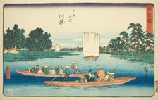 Kawasaki: The Rokugo Ferry (Kawasaki, Rokugo no watashi)—No. 3, from the series..., c. 1847/52. Creator: Ando Hiroshige