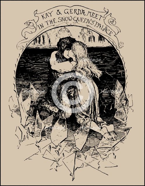 Kay and Gerda. The Snow Queen. Illustration from The Pink Fairy Book by Andrew Lang, 1897.