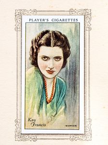 Kay Francis Collectables Picture of movie stars that came with the Players cigarette packet, 1934. Creator: Unknown