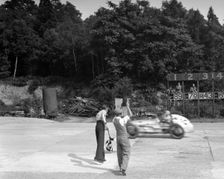 Kay Petre's Austin OHC 744 cc, LCC Relay GP, Brooklands, 26 July 1937. Artist: Bill Brunell