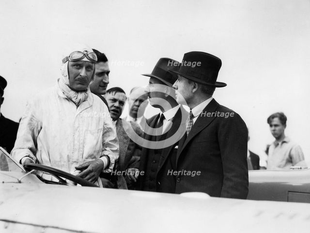 Kaye Don and Louis Coatalen at Daytona Beach 1930 for Silver Bullet land speed record attempt. Creator: Unknown.