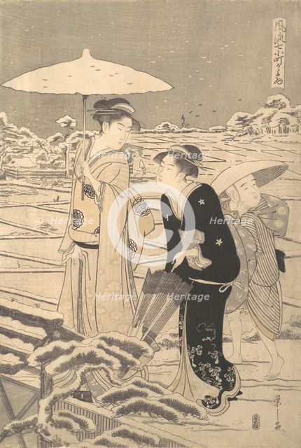 Kayoi Komachi, from the series "Seven Elegant Episodes of the Poet Komachi" (Furyu nan..., ca. 1795. Creator: Hosoda Eishi.
