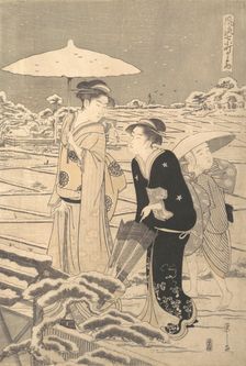 Kayoi Komachi, from the series "Seven Elegant Episodes of the Poet Komachi" (Furyu nan..., ca. 1795. Creator: Hosoda Eishi
