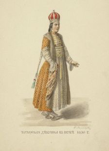 Kazan Tatar Girl in Fur Coat of 1830 (From the series Clothing of the Russian state), 1869