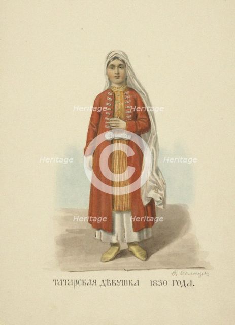 Kazan Tatar Girl of 1830 (From the series Clothing of the Russian state), 1869.