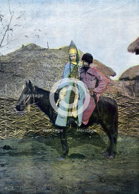 Kabardin couple on a journey, c1890. Artist: Unknown