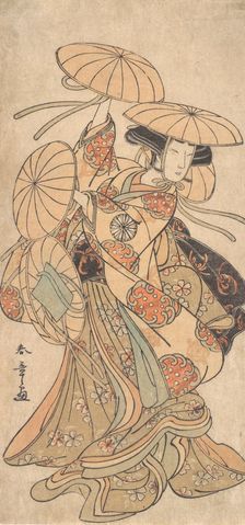 Kabuki Actor Nakamura Tomijuro I in a Female Dance Role , ca. 1777. Creator: Shunsho