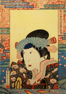 Kabuki actor Onoe Kikugorô III as Shizuka Gozen, 1830. Creator: Gyokuryutei Shigeharu