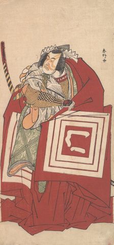 Kabuki Actor Ichikawa Monnosuke II as Shinozuka in a Shibaraku..., 11th month, 1790. Creator: Katsukawa Shunko