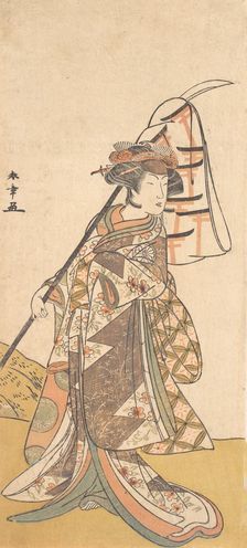 Kabuki Actor Segawa Kikunojo III in a Female Role (Shizuka Gozen) , ca. 1777. Creator: Shunsho