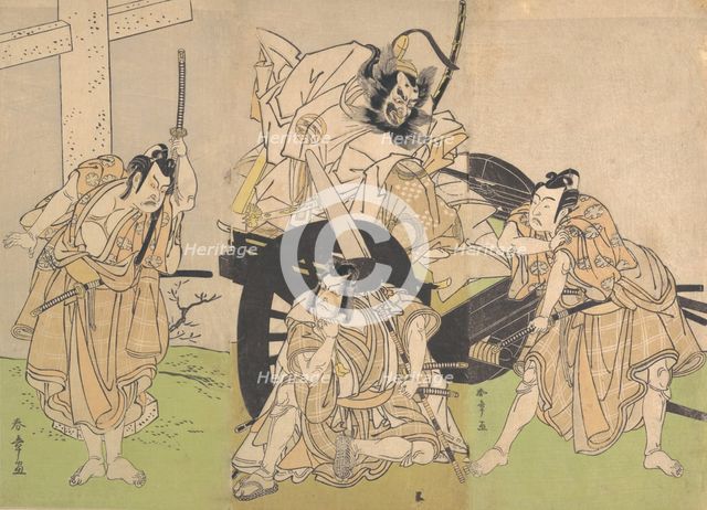 Kabuki Actors Ichikawa Yaozo II, Nakajima Mihoemon II, Ichikawa Ebizo III ..., 7th month, 1776. Creator: Shunsho.