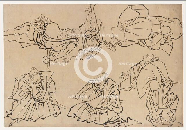 Kabuki actors, late 18th-early 19th century. Creator: Hokusai.