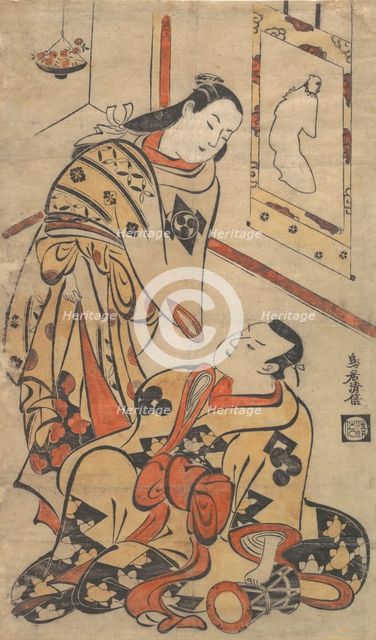 Kabuki Actors Nakamura Gentaro and Ikushima Shingoro, ca. 1710., ca. 1710. Creator: Torii Kiyomasu I.