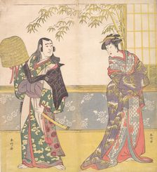 Kabuki Actors Sawamura Sojuro III and Sanogawa Ichimatsu III in "A Courtesan’s Mirror for ..., 1788. Creator: Katsukawa Shunko
