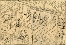 Kabuki performance in the Shijo river-bed 1658, (1924). Creator: Hishikawa Moronobu