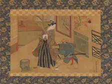 Kabuki Play Kusazuribiki from the Tales of Soga (Soga monogatari), 18th century. Creator: Okumura Masanobu