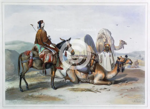 Kafila with a camel bearing a hodesh, 1848. Creator: Lehnert.