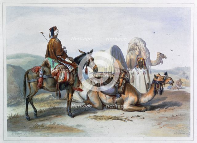 Kafila with a camel bearing a hodesh, 1848. Creator: Lehnert.