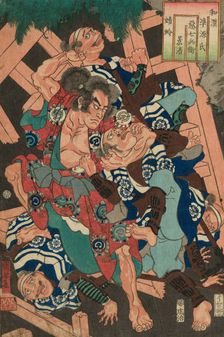 Kagero: Akushichibei Kagekiyo, from the series "Japanese and Chinese Comparisons..., 1855. Creator: Utagawa Kuniyoshi