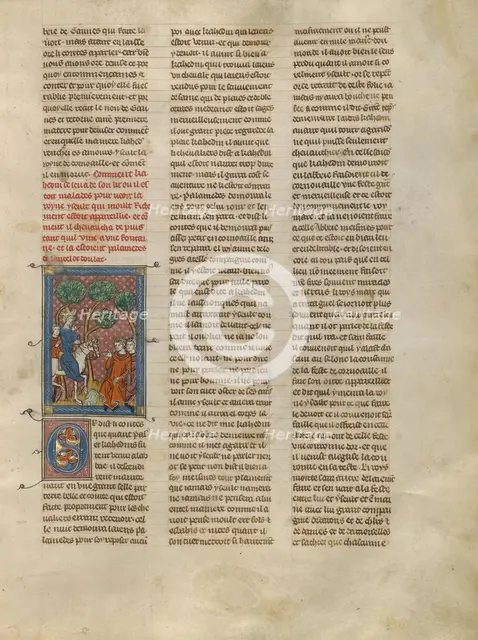 Kahedin and Iseult Meeting Palamedes and Lancelot by a Spring, about 1320-1340. Creator: Unknown.