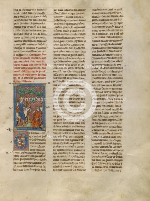 Kahedin and Iseult Meeting Palamedes and Lancelot by a Spring, about 1320-1340. Creator: Unknown.