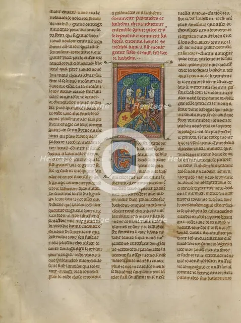 Kahedin and Palamedes Meeting the Seneschal Keu, about 1320-1340. Creator: Unknown.