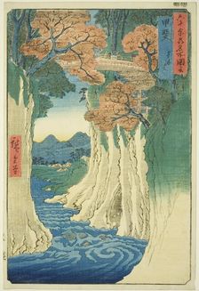 Kai Province: Monkey Bridge (Kai, Saruhashi), from the series "Famous Places in the..., 1853. Creator: Ando Hiroshige