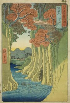 Kai Province: Monkey Bridge (Kai, Saruhashi), from the series "Famous Places in the..., 1853. Creator: Ando Hiroshige