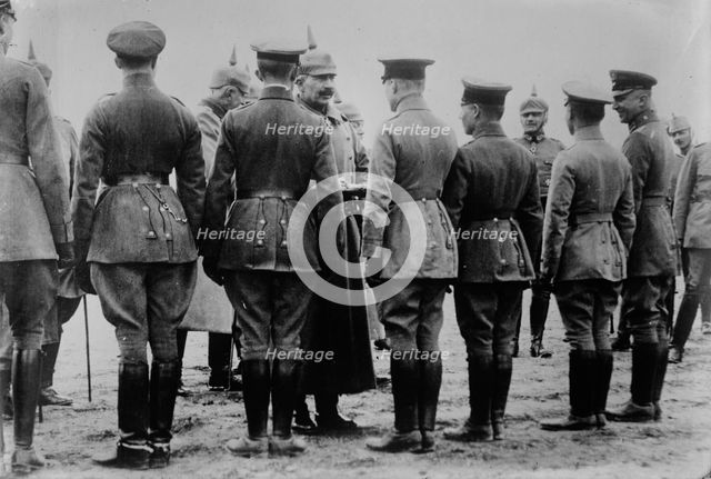 Kaiser giving iron cross to aviators, between 1914 and c1915. Creator: Bain News Service.