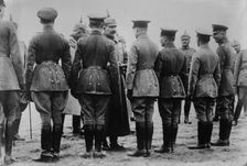 Kaiser giving iron cross to aviators, between 1914 and c1915. Creator: Bain News Service