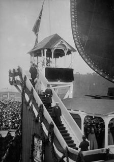 Kaiser leaving stand after christening of "Imperator", 1912. Creator: Bain News Service