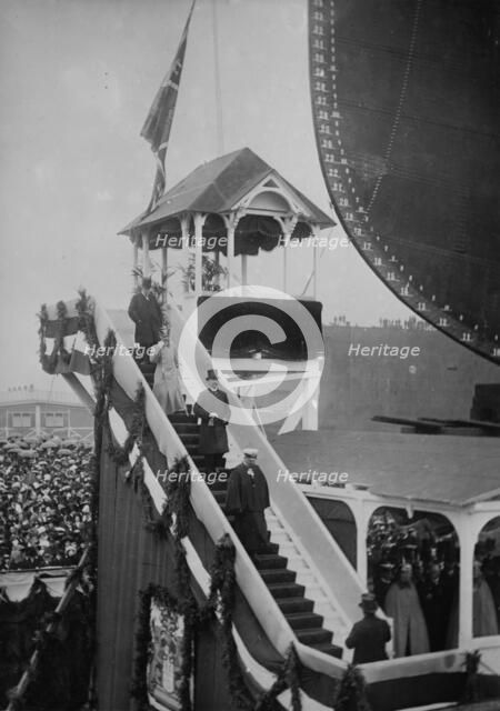Kaiser leaving stand after christening of "Imperator", 1912. Creator: Bain News Service.