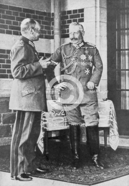 Kaiser Wilhelm II of Germany and Frederick Augustus III of Saxony, June 1918. Artist: Unknown