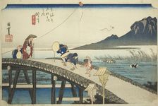 Kakegawa: Distant View of Mount Akiba (Kakegawa, Akibasan enbo), from the series..., c. 1833/34. Creator: Ando Hiroshige