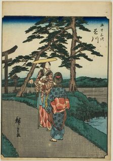 Kakegawa, from the series "Fifty-three Stations [of the Tokaido] (Gojusan tsugi)," also...,1852. Creator: Ando Hiroshige