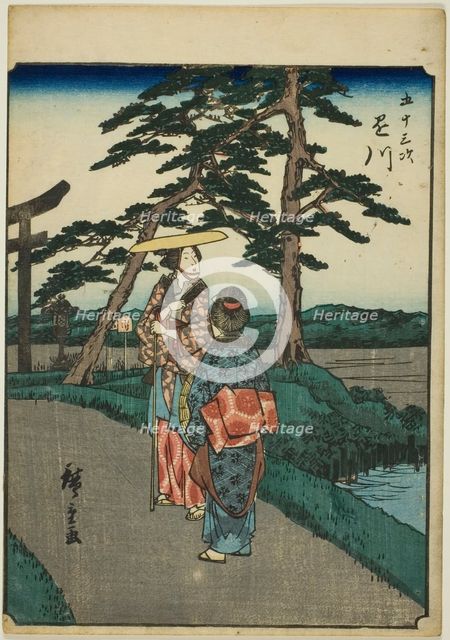 Kakegawa, from the series "Fifty-three Stations [of the Tokaido] (Gojusan tsugi)," also...,1852. Creator: Ando Hiroshige.