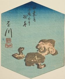 Kakegawa, section of sheet no. 7 from the series "Cutout Pictures of the Tokaido Road..., c.1848/52. Creator: Ando Hiroshige
