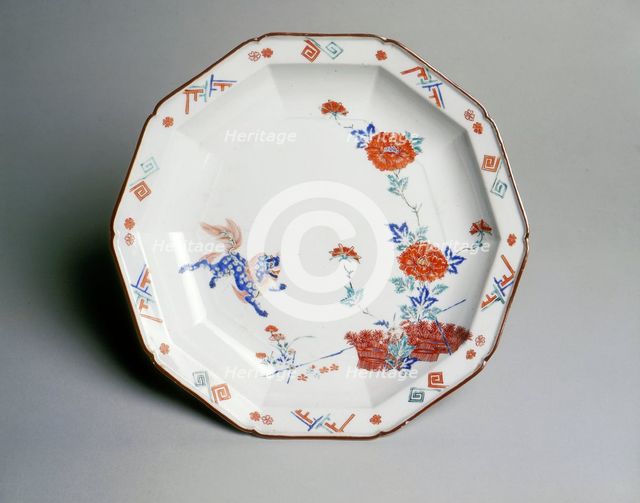 Kakiemon ten-sided bowl with shi-shi, Japan, late 17th century. Creator: Unknown.