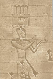 Kalabscheh, sculpture de la façade postérieure du temple., 1849-51. Creator: Maxime du Camp