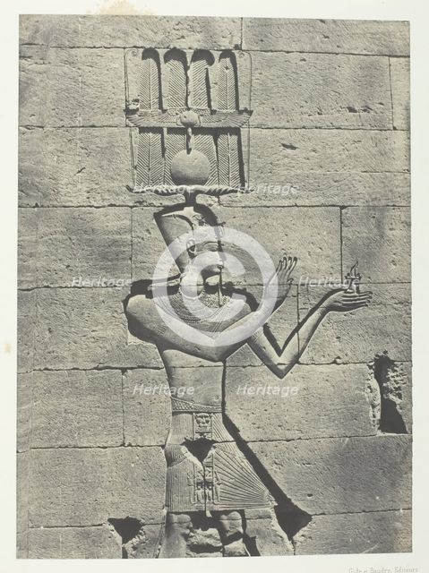 Kalabscheh, Sculptures De La Façade Postérieure Du Temple; Nubie, 1849/51, printed 1852. Creator: Maxime du Camp.