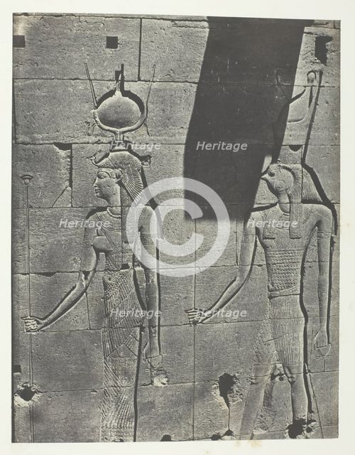 Kalabscheh, Sculptures De La Façade Postérieure Du Temple; Nubie, 1849/51, printed 1852. Creator: Maxime du Camp.