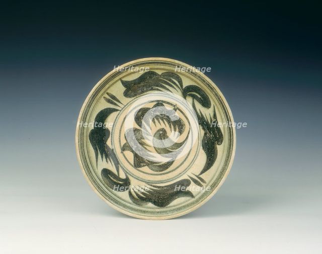Kalong stoneware dish with calligraphic black splashes, Northern Thailand, 15th century. Artist: Unknown