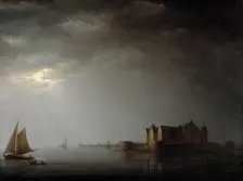 Kalmar Castle by Moonlight, 1835. Creator: Carl Johan Fahlcrantz