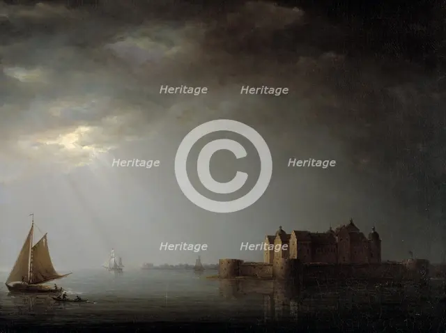Kalmar Castle by Moonlight, 1835. Creator: Carl Johan Fahlcrantz.