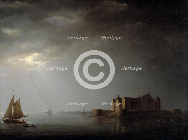 Kalmar Castle by Moonlight, 1835. Creator: Carl Johan Fahlcrantz.