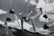 Kalyo Kengyu, northern India: human heads hung up as trophies in a Naga village, c1930s. Creator: Unknown